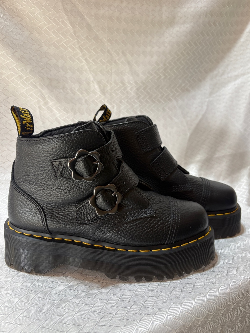 Doc Marten Platform Ankle Boots with Floral Buckles Size 8 US 🌼